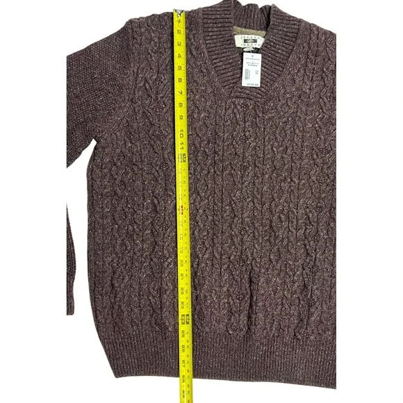 JOSEPH ABBOUD Mens XL Wool Blend Cable Knit Shawl Neck Sweater Burgundy Menswear